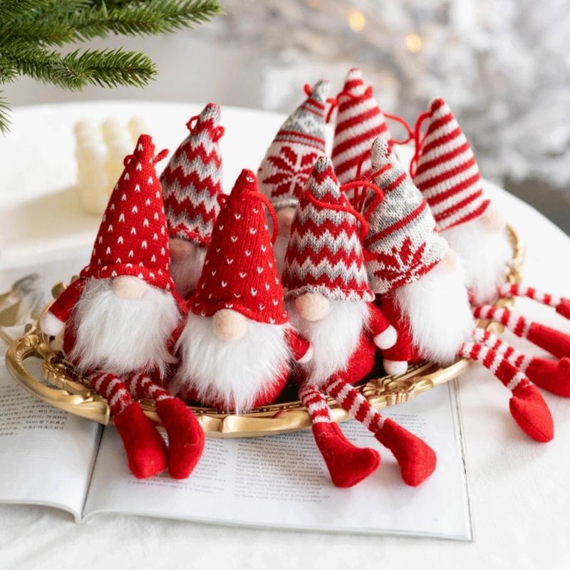 Christmas Hanging Gnome Set of 2 Cute Elf for Doll Wedding Birthday Decor for Xmas Festival Holiday Party Decoration Gif