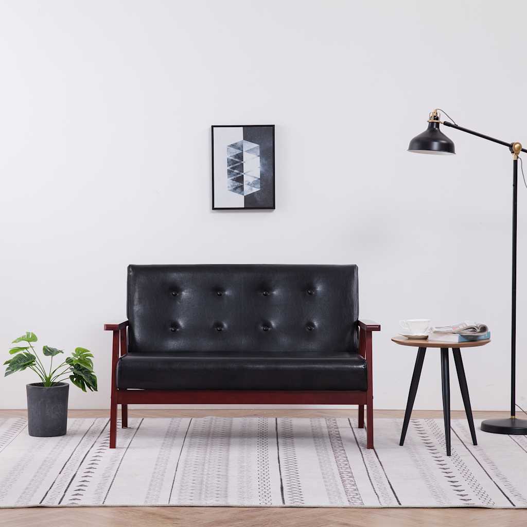 Vidaxl 2-Osobowa Sofa, Czarna, Sztuczna Skóra