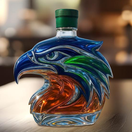 Láhev na whisky s orlí hlavou Unikátní skleněná karafa 3D Nádoba na likér pro whisky Víno Koktejly Kávu