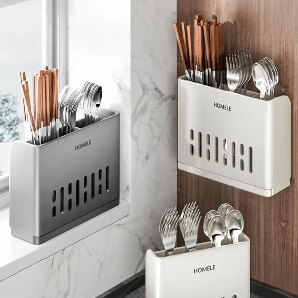 Self-adhesive Chopsticks Tube Wall Mounted Tableware Storage Box New Chopsticks Holder