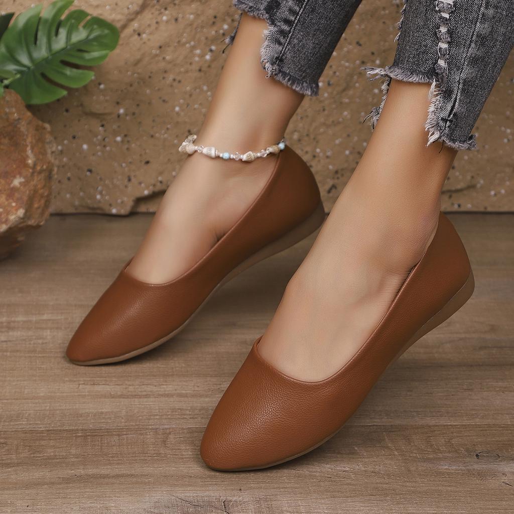 Scarpe Basse da Donna Semplici Casual Punta Appuntita Scarpe Piatte Estive Suola in Gomma Sneakers da Donna Morbida Pelle Traspirante Slip-On Mocassini