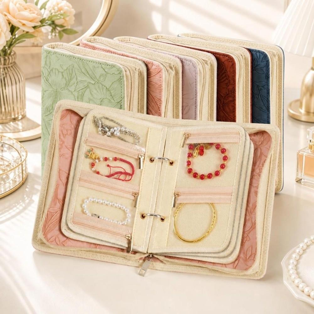 Zipper Jewelry Storage Bag Embroidery Pattern Jewelry Book Elegant Jewelry Pouch Travel