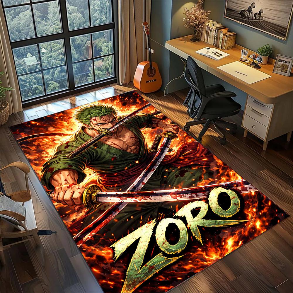 Roronoa Zoro Three Sword Style Santoryu  Rug Carpet Large Area Rug Non Slip Washable Floor Mat Gamer Room Bedroom Home Decor