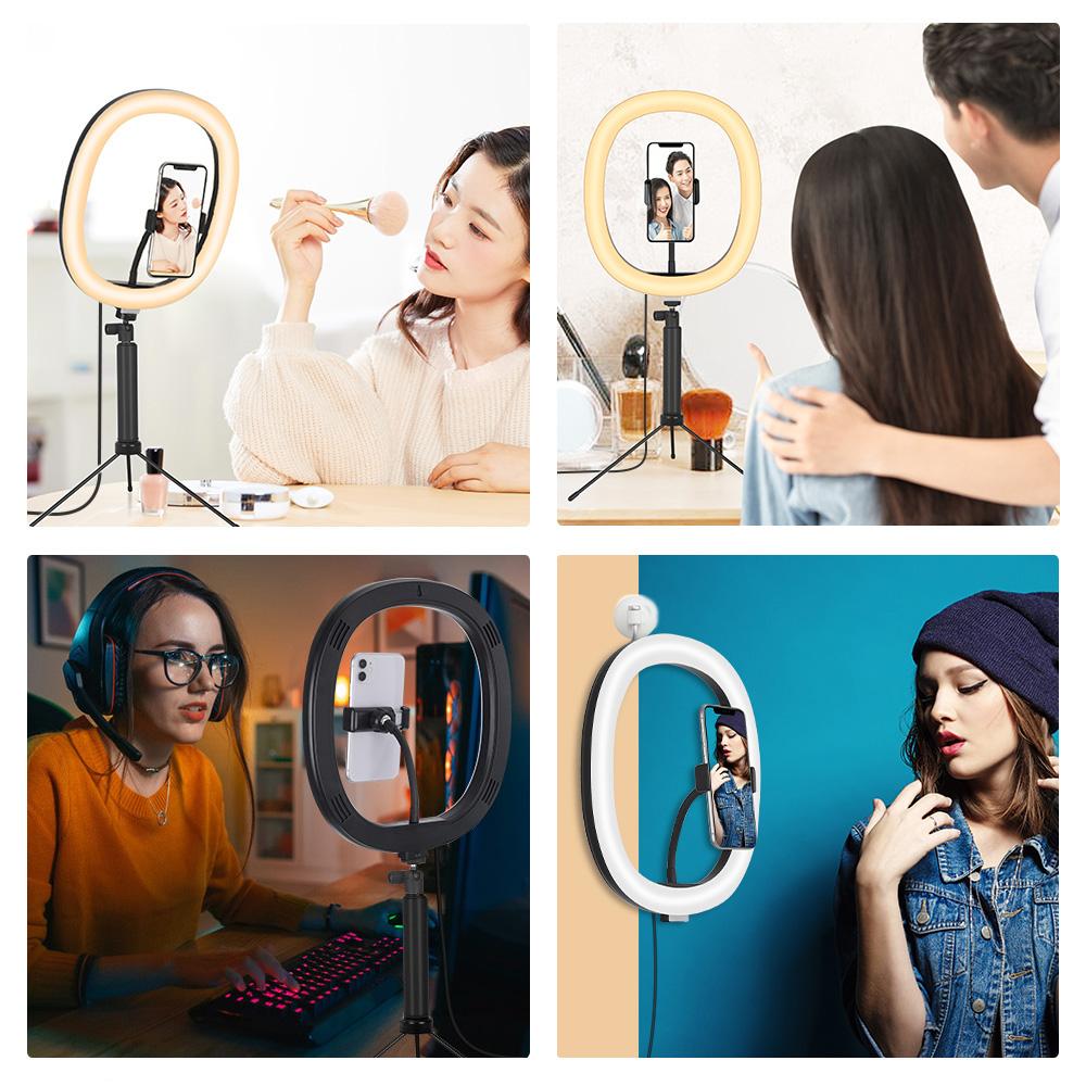 26cm Led Ring Selfie Light 26 Cm Shooting Light Dimmable Photography Lighting Kit Usb Charge Lamp With Tripod For Live Video