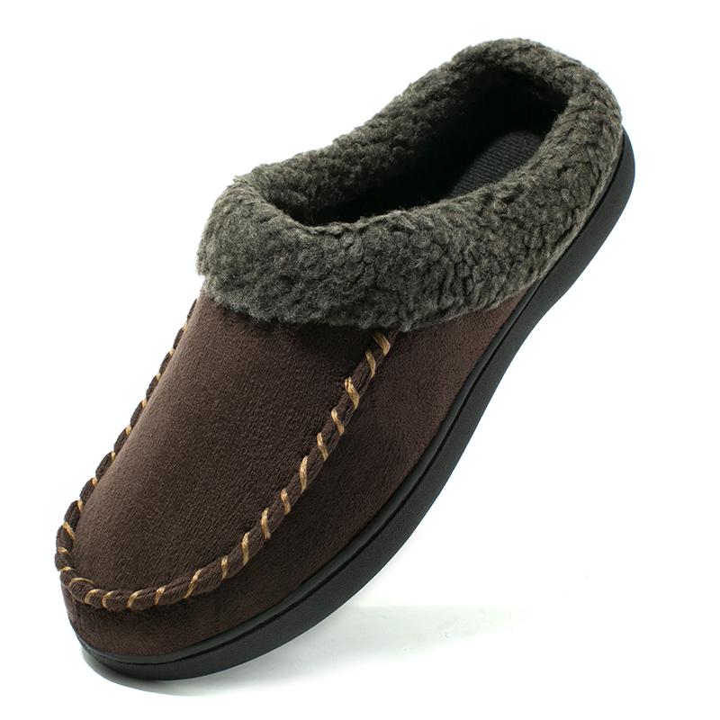 Men Winter Warm Slippers Fur Slippers Men Plush Slipper Cotton Shoes Non-slip Solid Color Indoor Casual Slippers Big Size 46 47