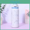 Ribbon Bow Pattern Print Insulated Water Bottle With Reusable Straw For Camping And Travel