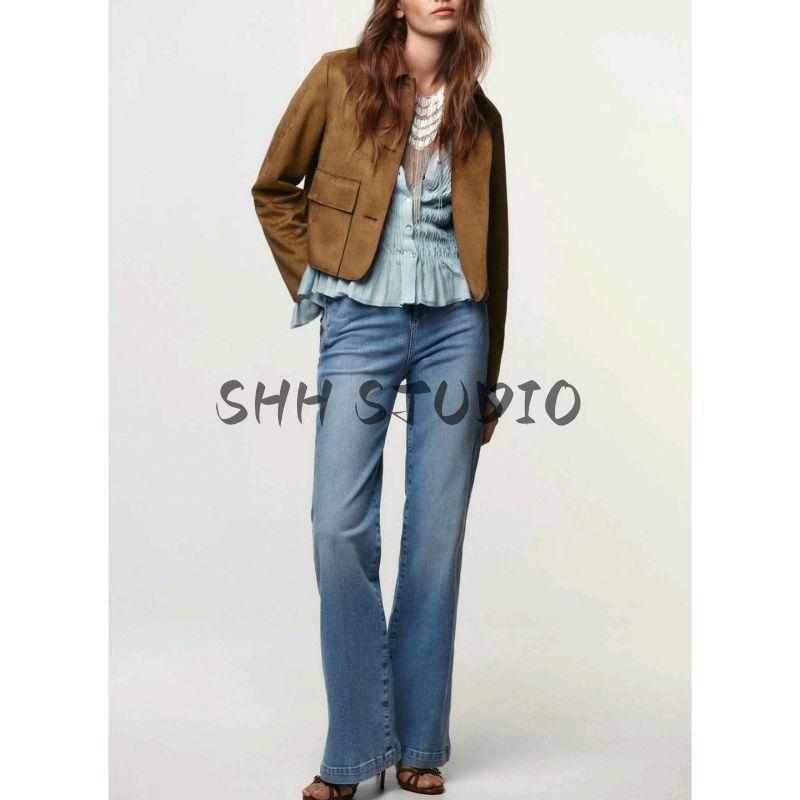 Fall New Women's Clothing American Lapel Long Sleeves Pu Suede Effect Short Jacket 4968224