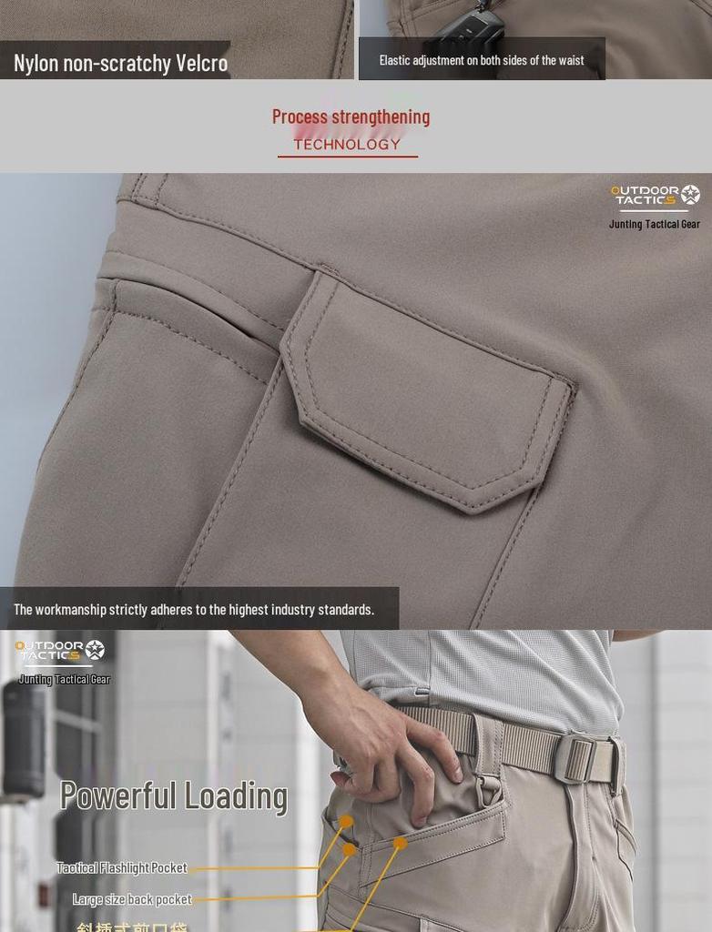 IX7 Men's Camouflage Tactical Pants - Elastic, Wear-Resistant, Soft Shell, Outdoor, Loose Fit for Spring & Autumn