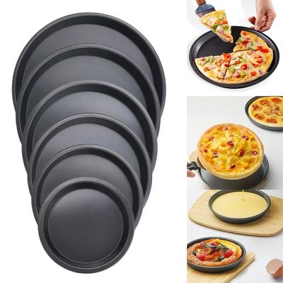 5/6/8/9/10 Inch Round Pizza Plate Pizza Pan Deep Dish Tray Carbon Steel Non-stick Mold Baking Oven Tool Baking Mould Tray