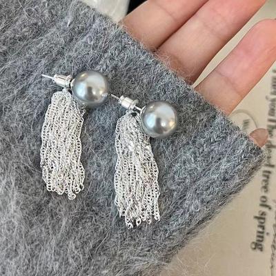 Super Fairy Retro  Long Earring A Pair of Wearing Pearl Fringe Chain Earrings 2023 New Female High-grade Stud Earrings for Women Earring Party Jewelry