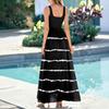 Ladies' striped printed summer casual and fashionable sleeveless long dress