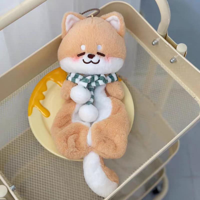 Cute Cartoon Plush Scarf Little Dog Pencil Case Kawaii Plush Animal Doll Bag Multifunctional Large Capacity Stationery Bag