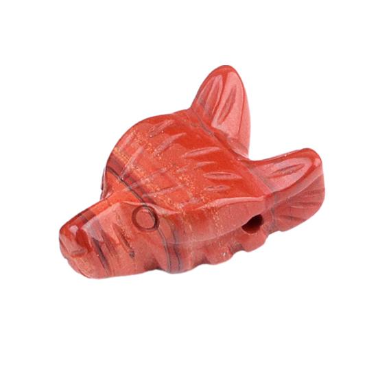 

Wolf Head Stone Ornament Miniature Landscape Sculpture Crystal Texture And Polished Design Decorative Beads for DIY Bracelets C