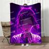 Demon Slayer Shinobu Kocho Blanket Anime Print Soft Throw Blanket Family Parent-child Nap Blanket for Bed Couch Office