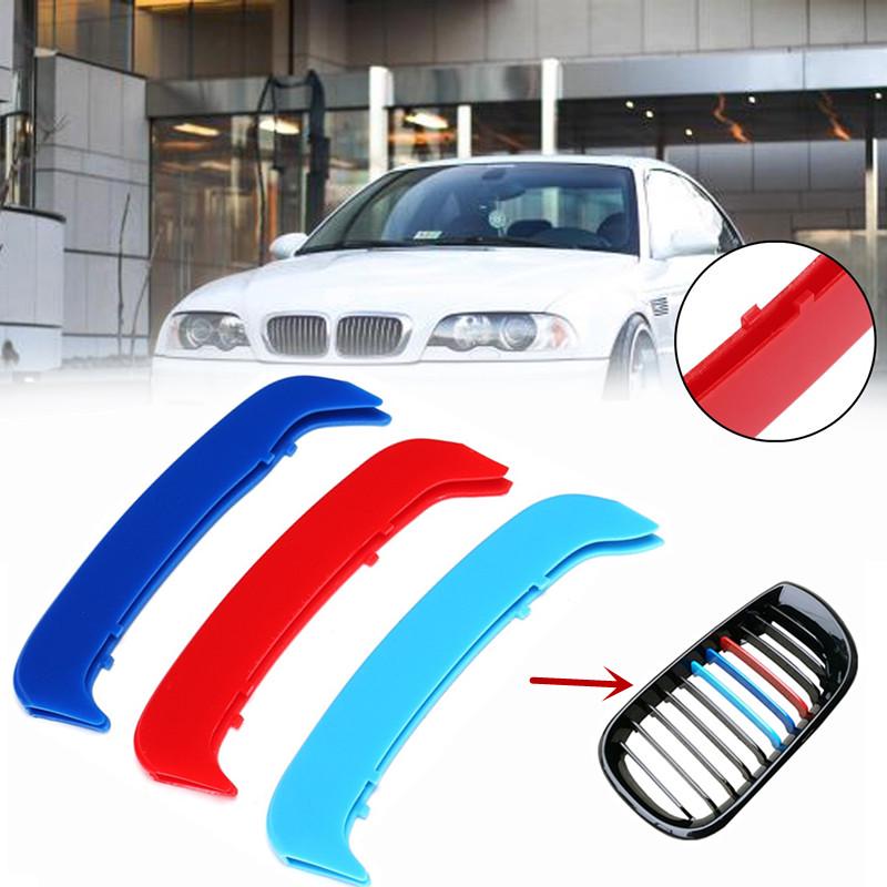 Buy 3pcs M Color Front Grille Stripe Cover Trim Grill Strips Decor For ...