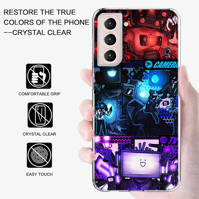 Custodia per Telefono Skibidi Toilette Per Samsung Galaxy S25 Edge S24 S23 FE S21 S20 S10 Plus S22 S26 Ultra Cover Custodie Trasparenti TPU Capa Guscio