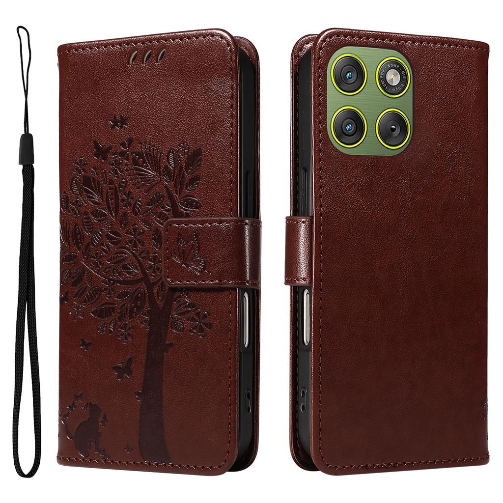 For Motorola Edge 70 5G Phone Case with Stand Cat Tree Pattern Leather Wallet Mobile Cover