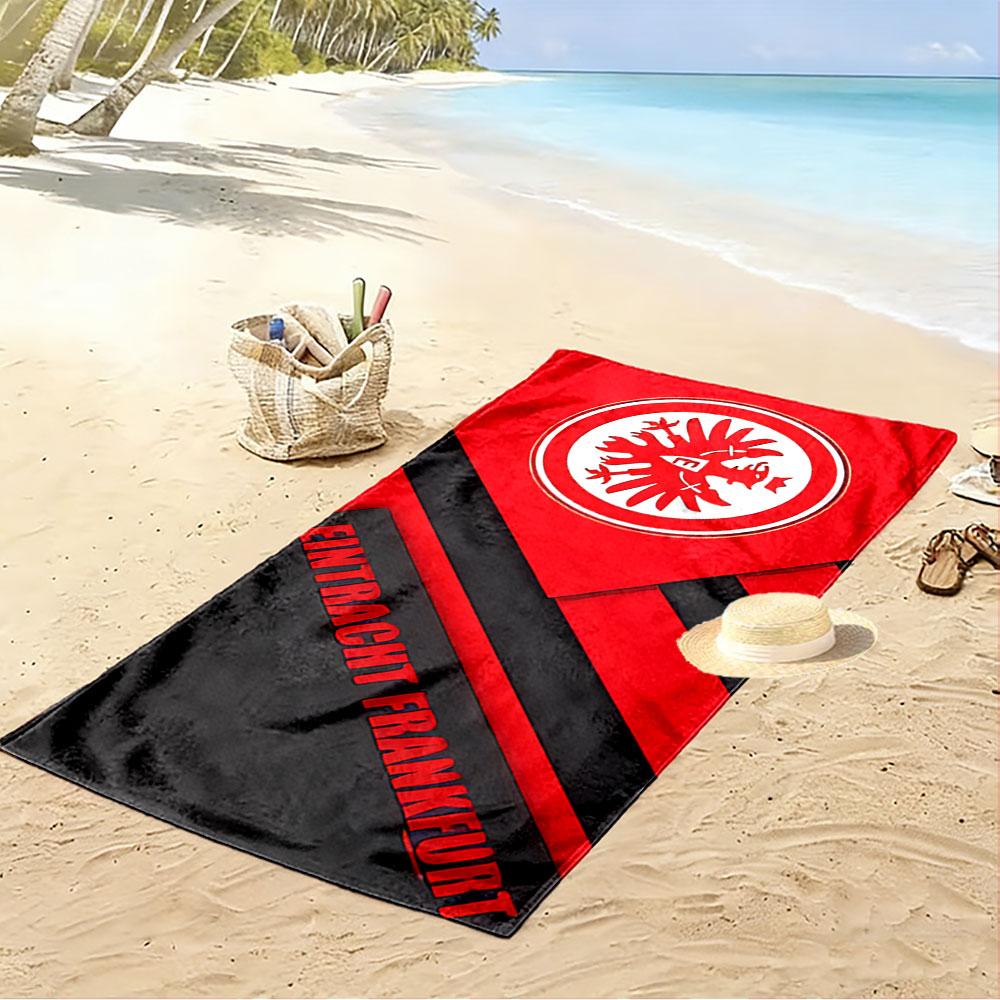 Strandtuch mit Eintracht Frankfurt Deutschem Wappen, Schnelltrocknend Leicht, Ultra Weich Saugfähig, für Urlaub Pool Geschenk