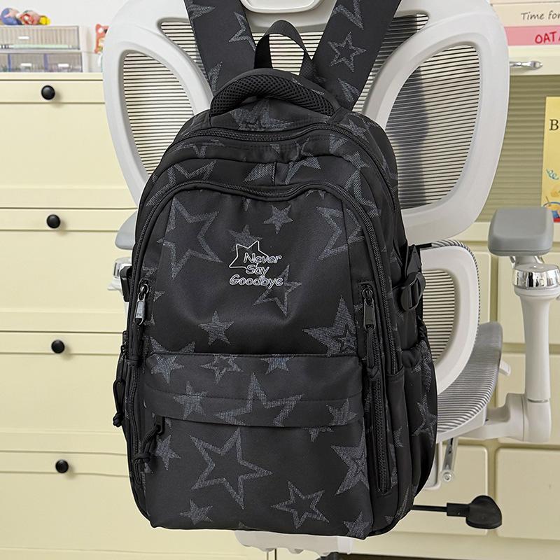 Schoolbag sea salt blue mist full of stars backpack schoolbag girls junior high school simple large capacity high value lightweight backpack