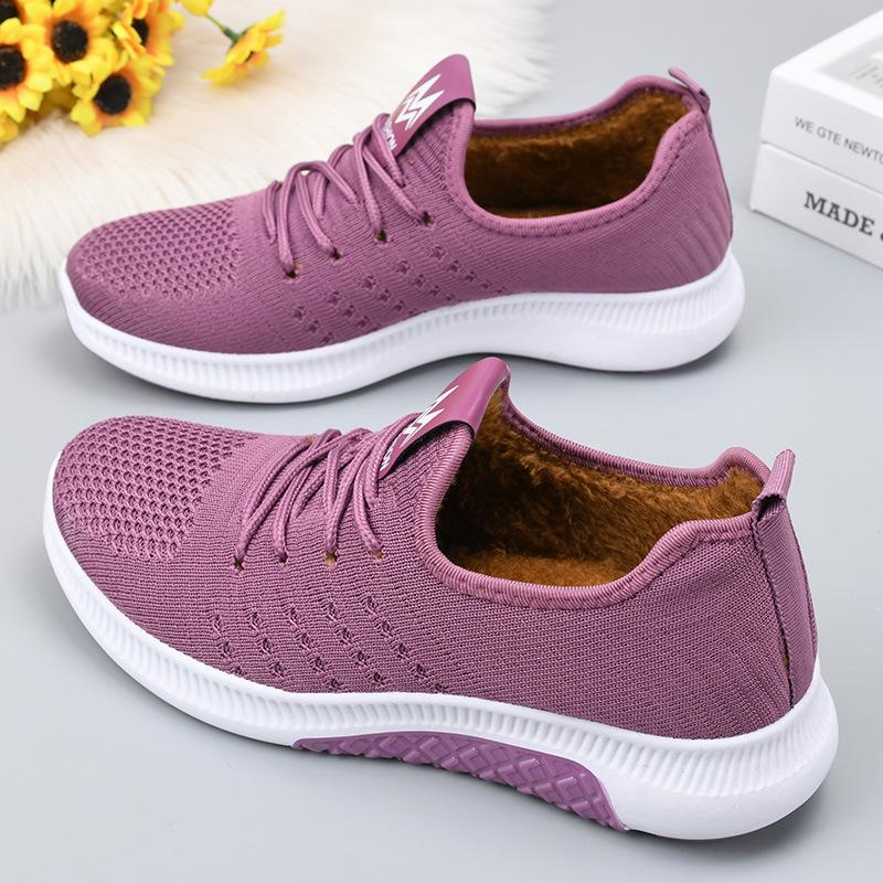 Autumn and Winter Cloth Shoes Women's Cotton Shoes Medium and Old Velvet Thickened Two Cotton Shoes One Pedal Casual