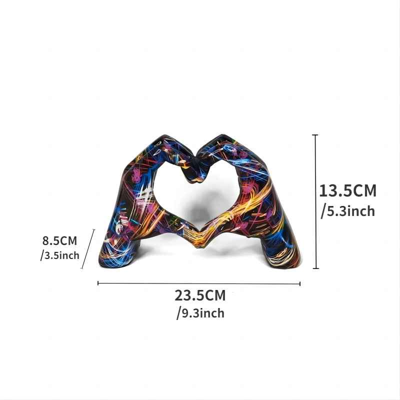 Farbenfrohe Liebesgesten-Ornament, Kunstharz-Handwerksdekoration für Zuhause, Wohnzimmer-Schreibtisch und Bücherregal, Paar, Valentinstagsgeschenk.