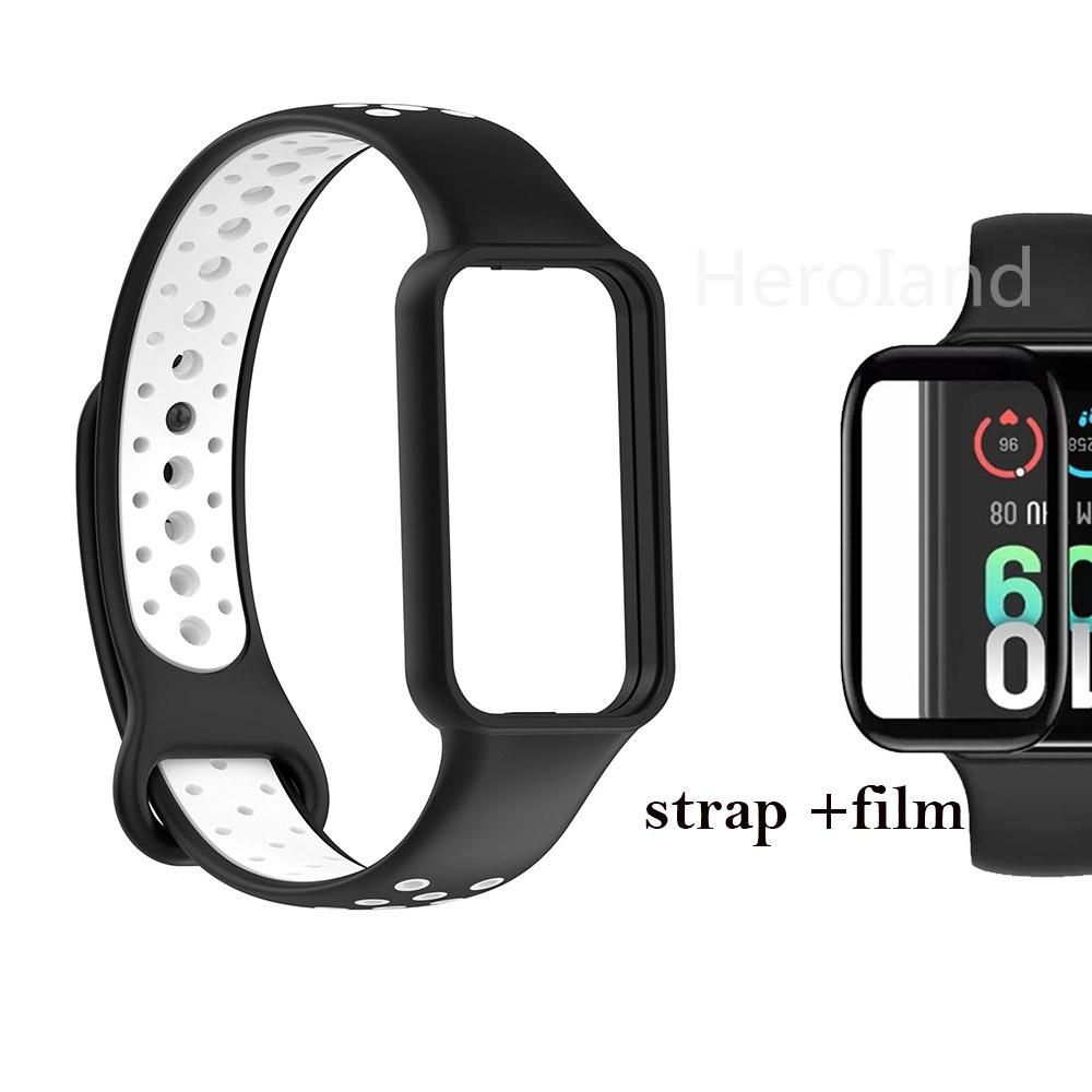 Fashion Silicone WatchStrap For Huami Amazfit Band 7 SmartWatch Band Bracelet Wristband For Amazfit band7 Strap Buckle +film