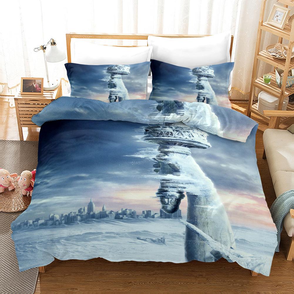 Doomsday Duvet Cover Statue of Liberty Eiffel Tower Bedding Set Polyester World Disaster Theme Comforter Cover for Boy Teen King