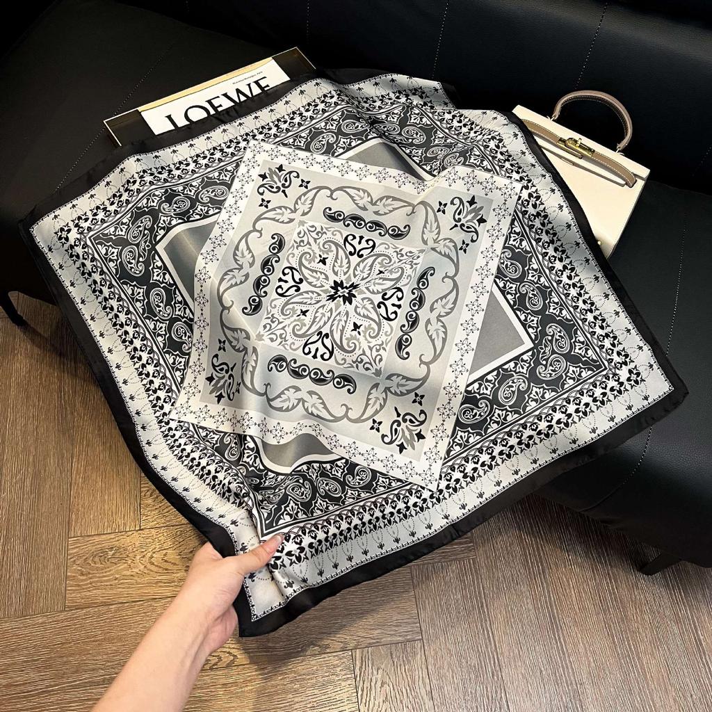 European and American style scarf square scarf imitation silk 71cm retro cashew print literary headband suit with decorative scarf