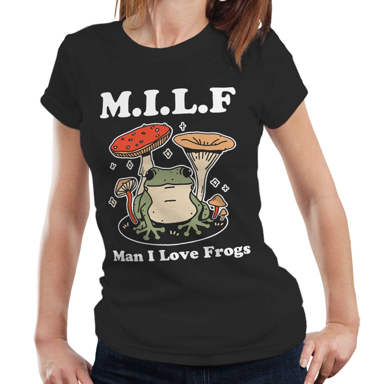НОВАЯ футболка MILF Man I Love Frogs Полуприлегающая Женская Коттеджкор Лягушачья Ретро S