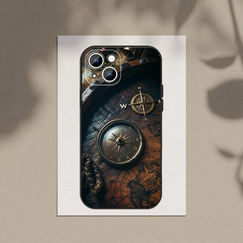 

Карта мира Компас Морской Чехол для телефона для Apple iPhone 15,14,13,12,11,XS,XR,X,8,7,Pro,Max,Plus,mini Силиконовый Черный Чехол iPhone13