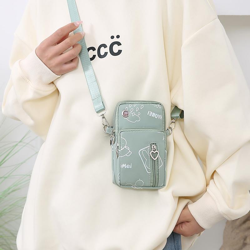 Borsa portatile multifunzionale per telefono, borsa a tracolla in tessuto Oxford, borsa da braccio con cerniera a forma di cuore, borsa a tracolla