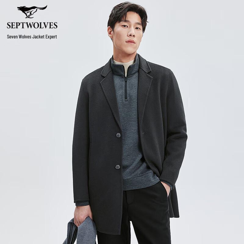 SEPTWOLVES Men's Knitted Wool Blend Overcoat