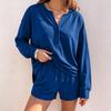Women's Casual Long Sleeve Top and Shorts 2 Piece Set for Fall Winter