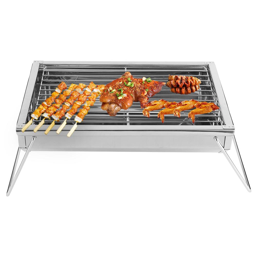 Barbecue Charcoal Grill Stainless Steel Folding Portable BBQ Tool Kits for Outdoor Camping Hiking Pi