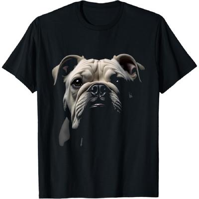 Schwarze Englische Bulldogge Hund Bulldogge Gesicht T-Shirt