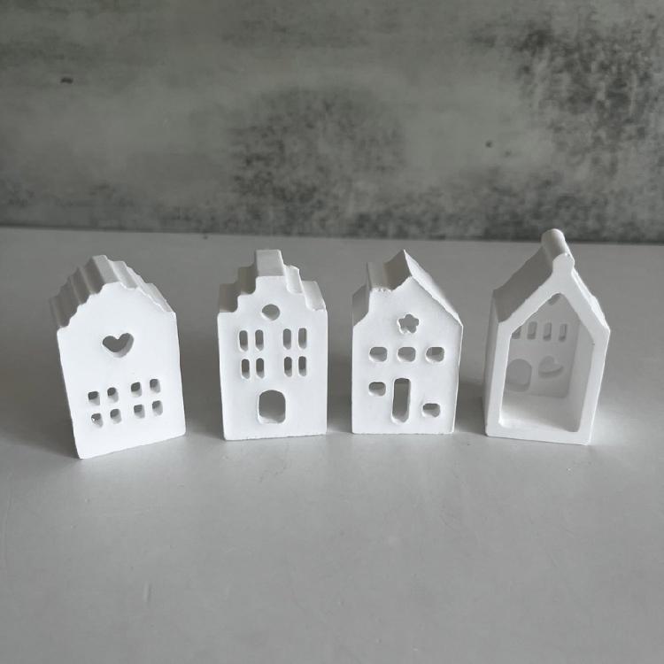 Ornament Mould Flexible Silicone Mold for Office Decoration Hollow House Shaped Desktop Embellishment Making Molds