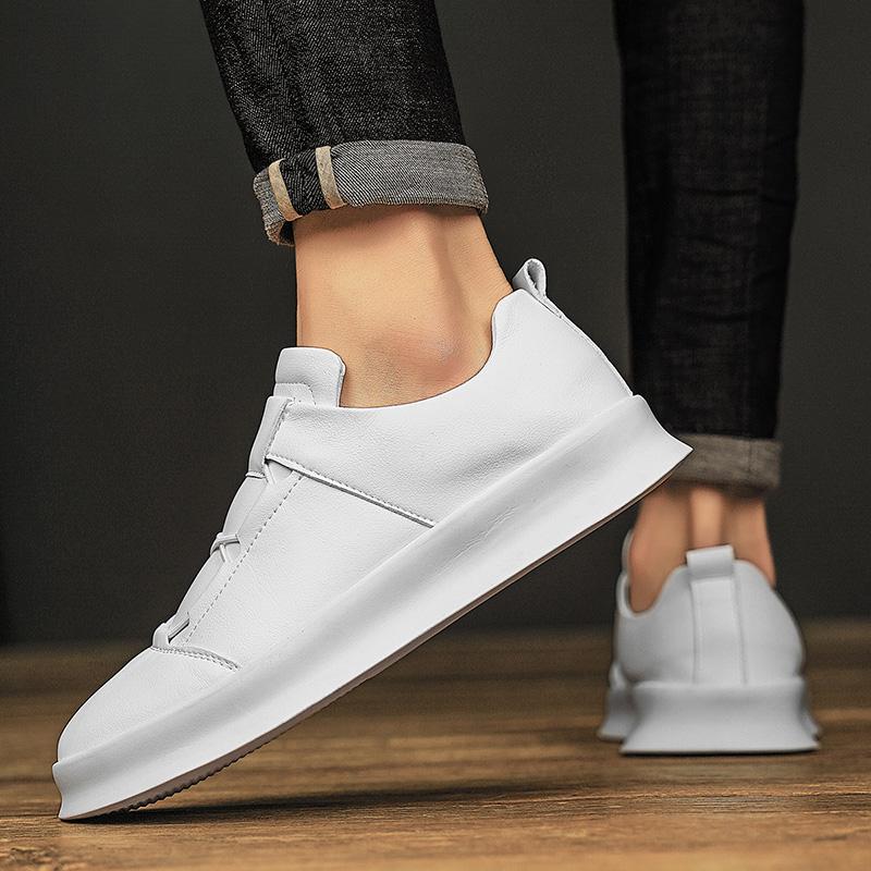 Fashion Fashion White Sneakers For Men Breathable Skateboard Shoes Spring Autumn Lace Up Leather Casual Shoes Brand Men's Flats Loafers