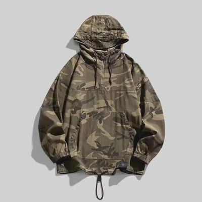 Herren-Camouflage-Kapuzenjacke – Frühlings-/Herbst-Windjacke und Arbeitskleidungspullover