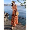 Casual Fashion Temperament Wear Seaside Vacation Print V-neck Suspender Dress Bohemian Beach Dress Summer Tide