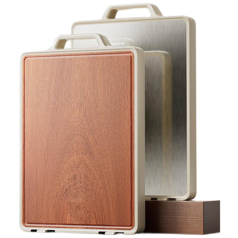 Shuangqiang Ebony Wood & 304 Stainless Steel Antibacterial Double-Sided Cutting Board