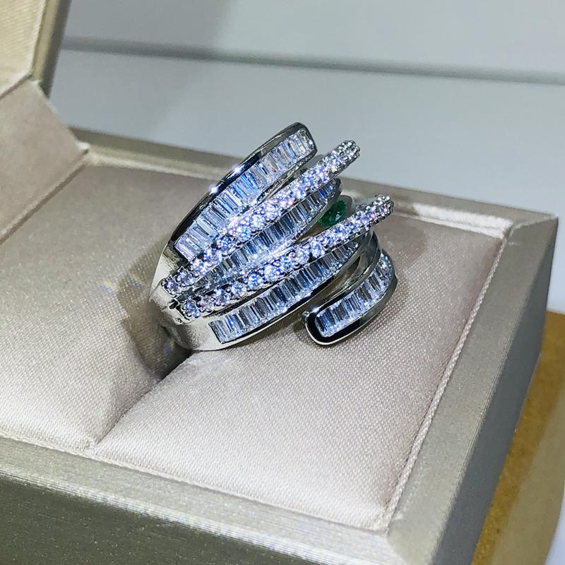 High Quality Interwoven Geometric White Zircon Ring 925 Silver For Ladies Men Wedding Party Engagement Jewelry Gift