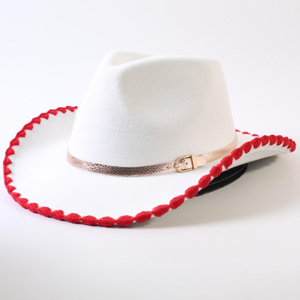 Popular European and American classic retro western cowboy hats, men's and women's fashion high-end peach heart top hats