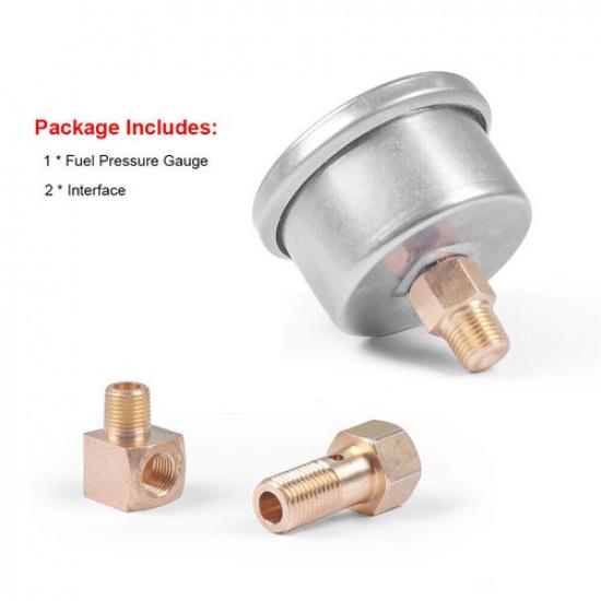 Fuel Pressure Gauge Liquid Filled Meter 1/8 NPT 100PSI For VMS Honda Acura Civic