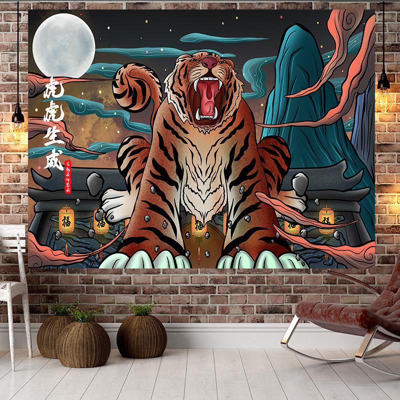 Čínský styl Tygří styl Velký gobelín Nástěnná geometrie Hippie gobelín Domácí pokoj Dekor Estetická dekorace