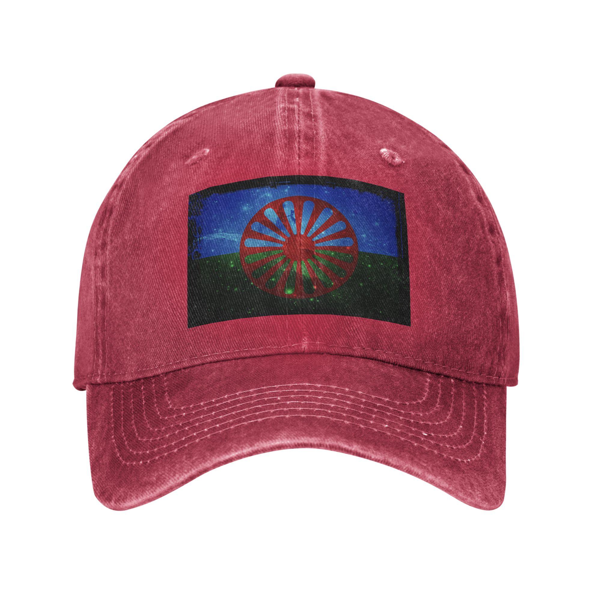 Romany Gypsy Flag Denim Cap Casual Baseball Caps Adjustable Hat Summer Unisex Baseball Hats One Size