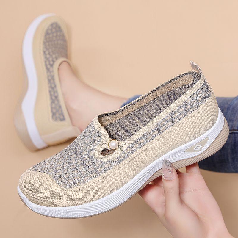 Summer New Women's Shoes Anti Slip Mom Mesh Breathable Casual Shoes