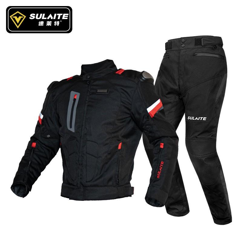 SULAITE Off-Road Motorcycle Riding Jacket Pants Set Winter Warm Waterproof CE2 Armor Protective Gear Men