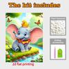Disney Pearl Painting SetA Little Elephant with Pearl Trimming By A Forest Stream Home Wall Decoration Handmade Gift