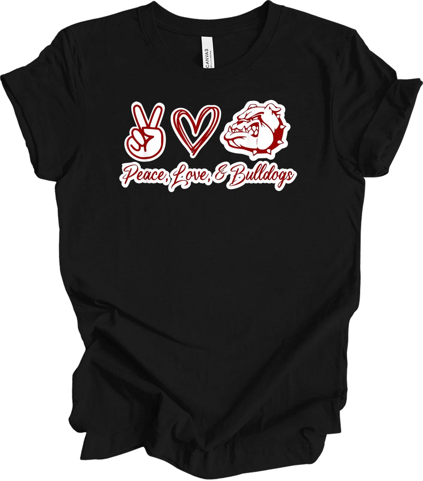 Peace Love Bulldogs - Fun School Spirit Tee M