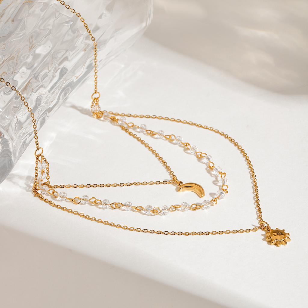 Wanxing stainless steel fringed necklace collarbone chain star moon titanium steel non-fading jewelry